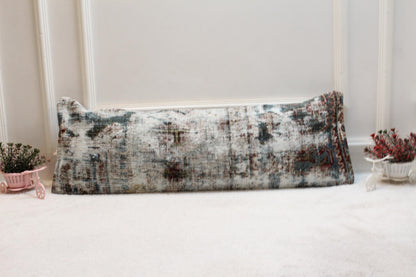 Handmade Kilim Lumbar Pillow Cover: Vintage Turkish Rug, 12x36 inc