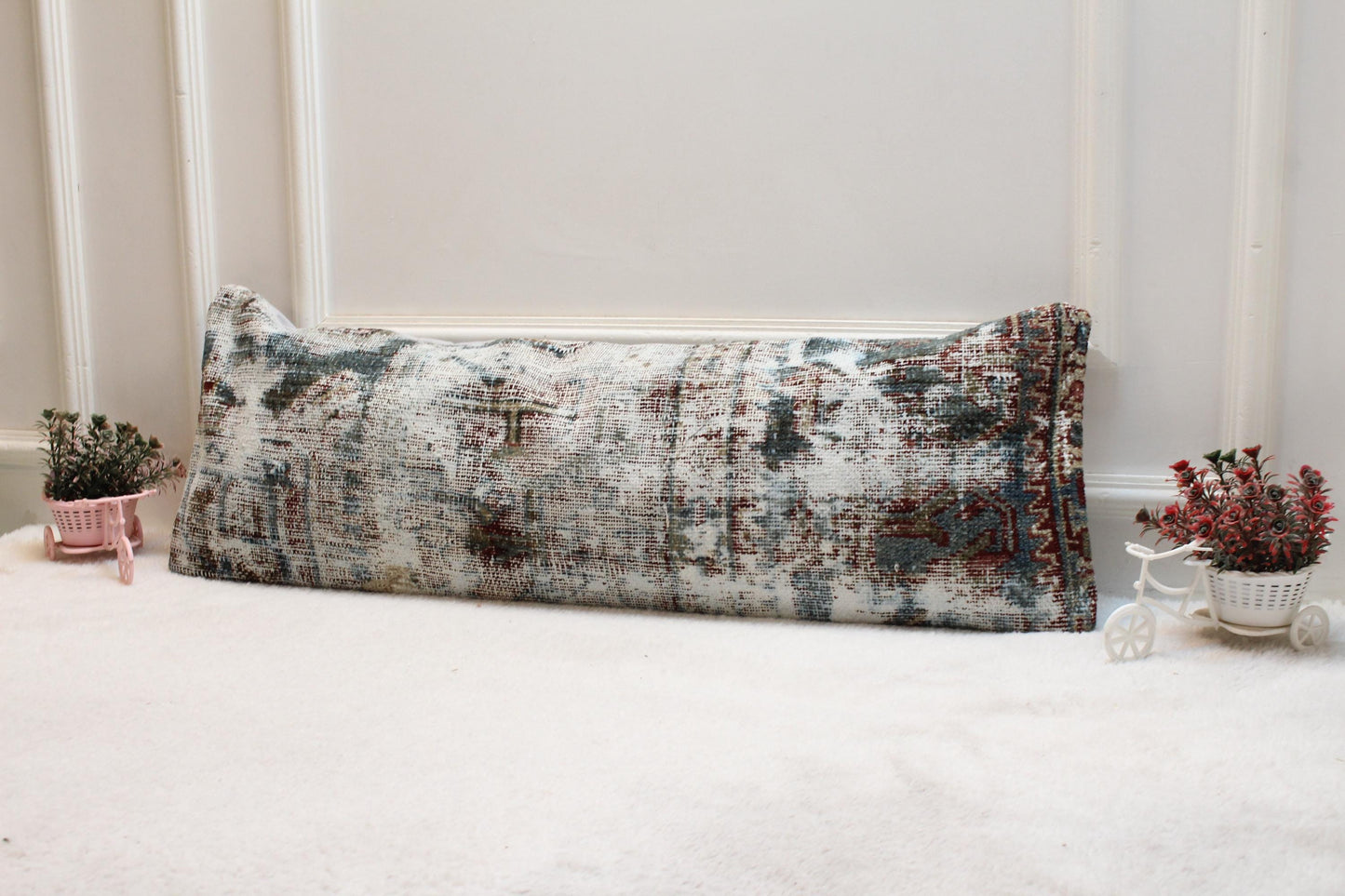 Handmade Kilim Lumbar Pillow Cover: Vintage Turkish Rug, 12x36 inc