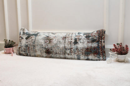 Handmade Kilim Lumbar Pillow Cover: Vintage Turkish Rug, 12x36 inc