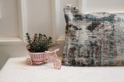 Handmade Kilim Lumbar Pillow Cover: Vintage Turkish Rug, 12x36 inc