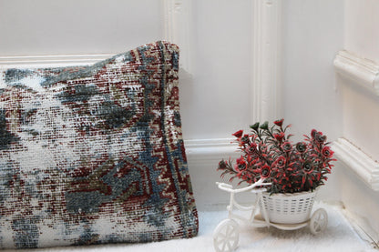 Handmade Kilim Lumbar Pillow Cover: Vintage Turkish Rug, 12x36 inc