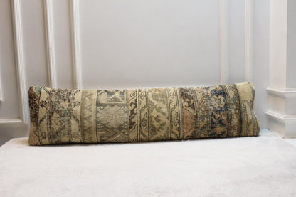 Turkish Lumbar Kilim Pillow | Vintage Boho Rug Design, 12x48 in