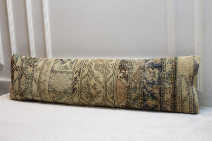 Turkish Lumbar Kilim Pillow | Vintage Boho Rug Design, 12x48 in