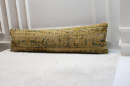 Antique Kilim Lumbar Pillow Cover – 12x48 Handwoven Turkish Rug