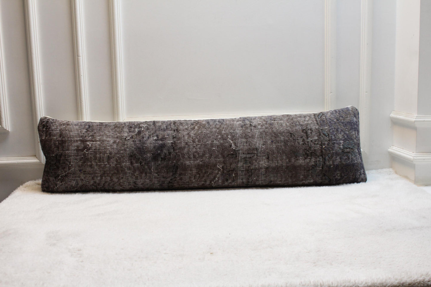 Vintage Turkish Kilim Lumbar Pillow | 12x48 inch Distressed Wool