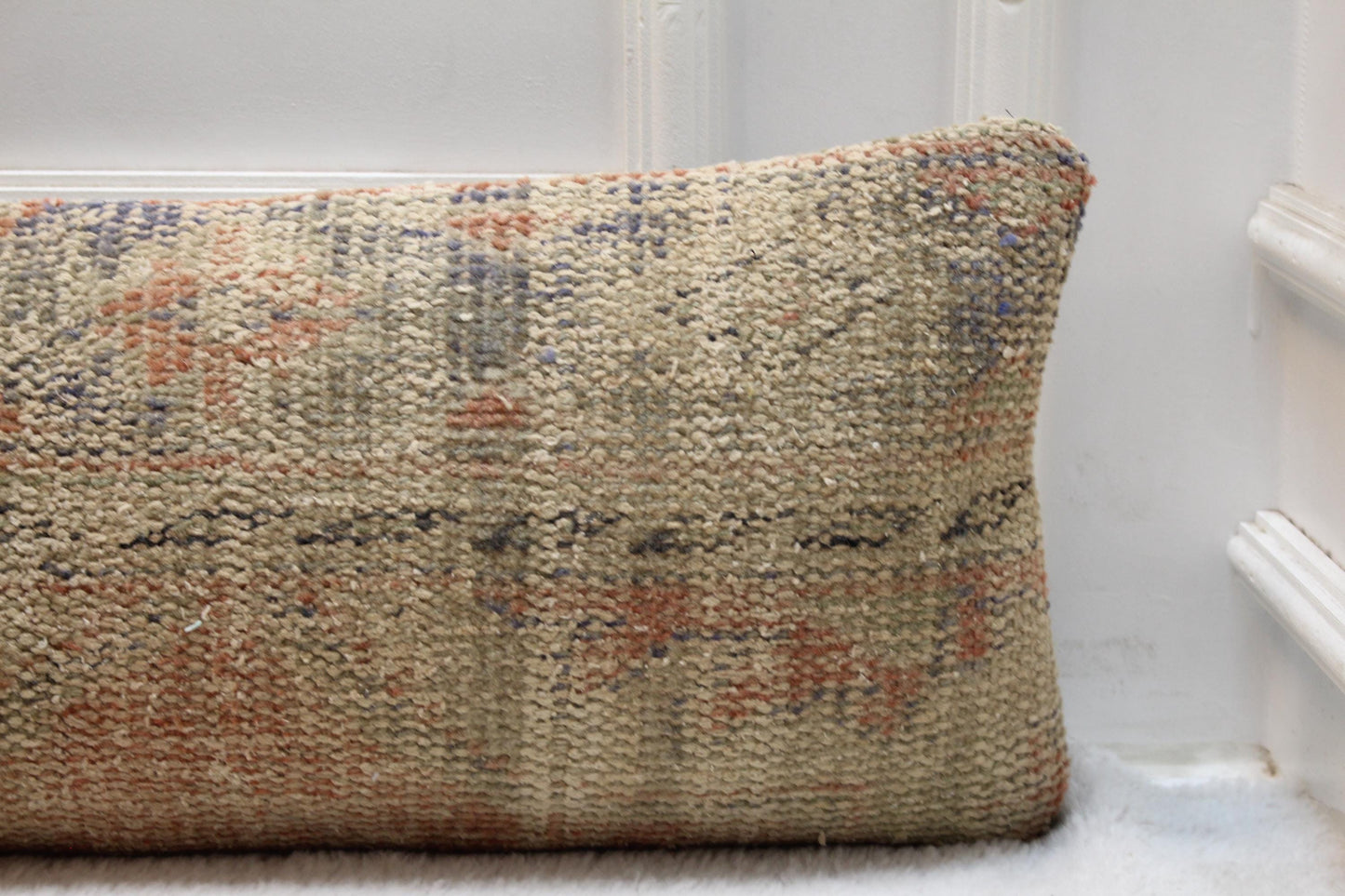 Vintage Turkish Kilim Pillow Cover | 30x120 cm, Faded Neutrals