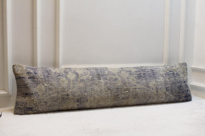 Coastal Kilim Bench Pillow 30x120 in | Vintage Turkish Lumbar Cushion