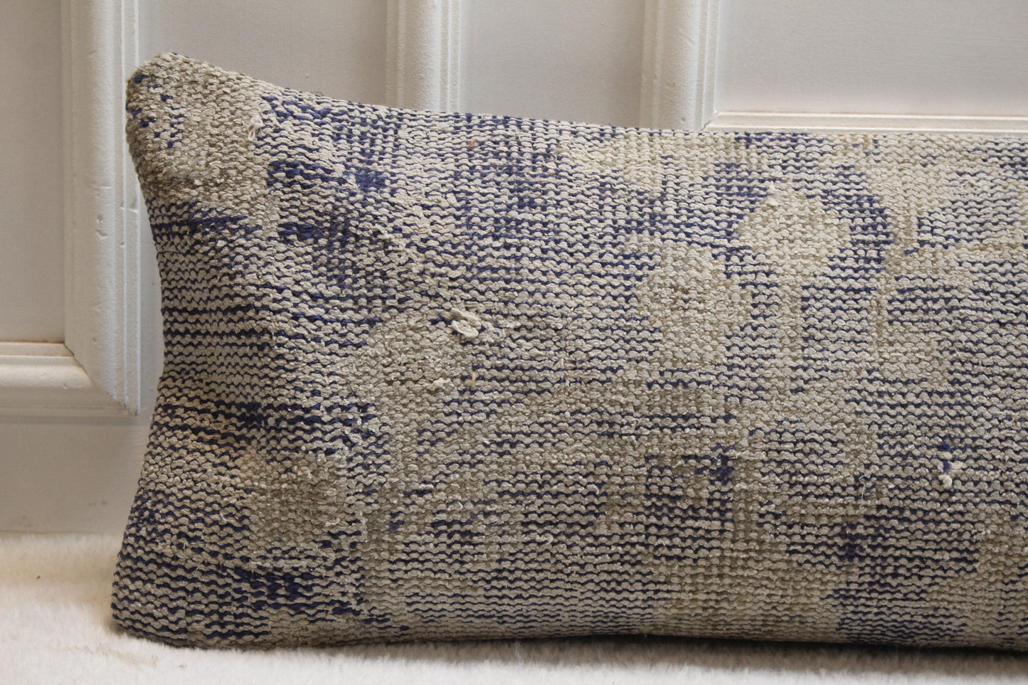Coastal Kilim Bench Pillow 30x120 in | Vintage Turkish Lumbar Cushion