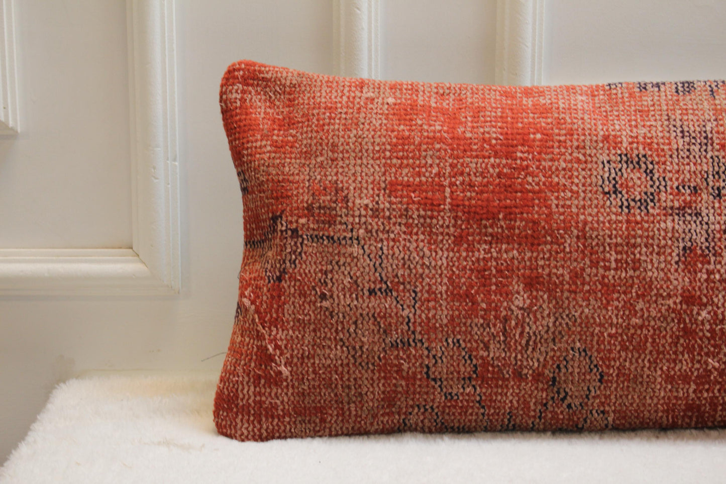 Handwoven Kilim Lumbar Pillow | Authentic Turkish Wool, Red Ottoman Design