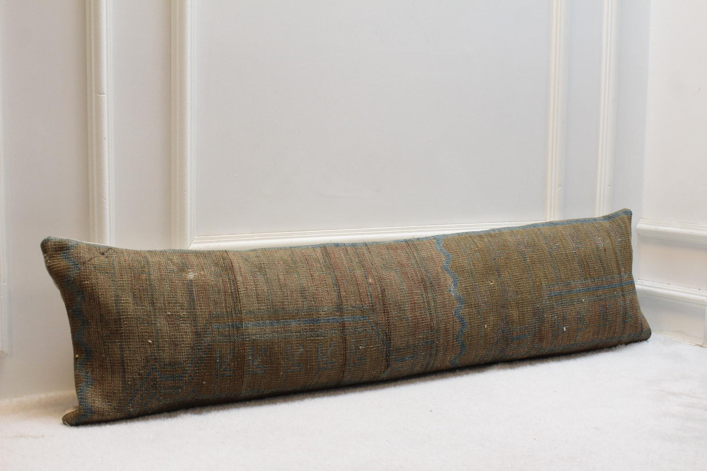 Handwoven Turkish Kilim Lumbar Pillow Cover | Rustic Bench Cushion (30x120 in)