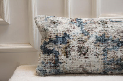 Handwoven Turkish Kilim Pillow – Vintage Ivory, Blue & Chestnut (30x120 inches)
