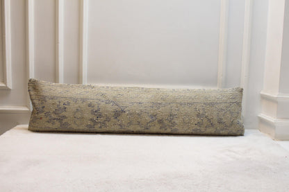 Handmade Turkish Kilim Draft Stopper – Beige & Gray Lumbar Pillow, 30x120"
