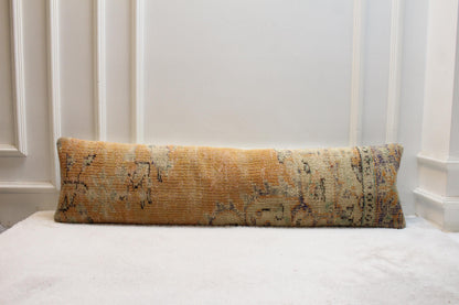 Vintage Turkish Kilim Bench Pillow – 30x120" Upcycled Cushion