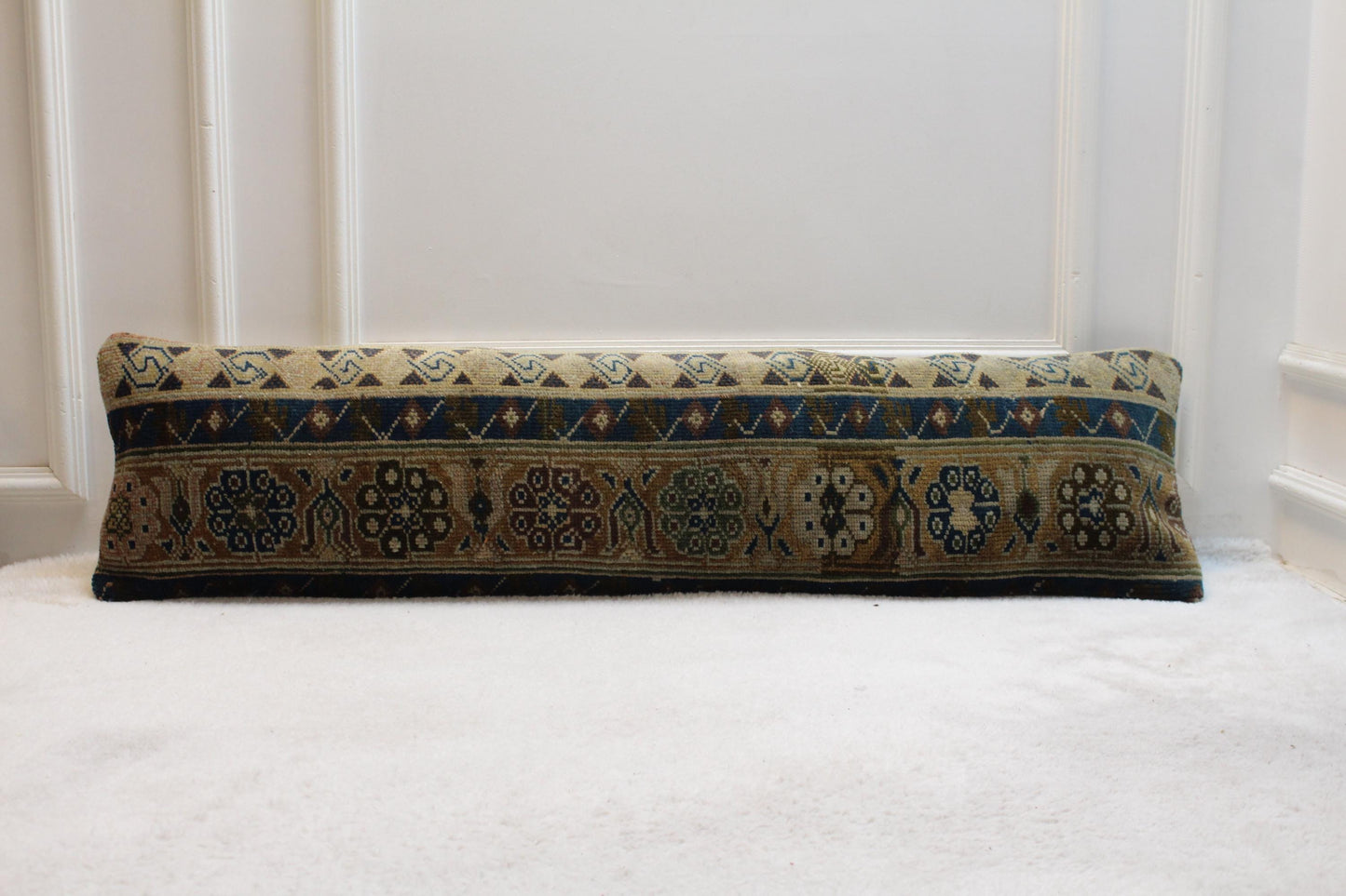 Vintage Kilim Pillow – 30x120” Turkish Rug, Bench Cushion