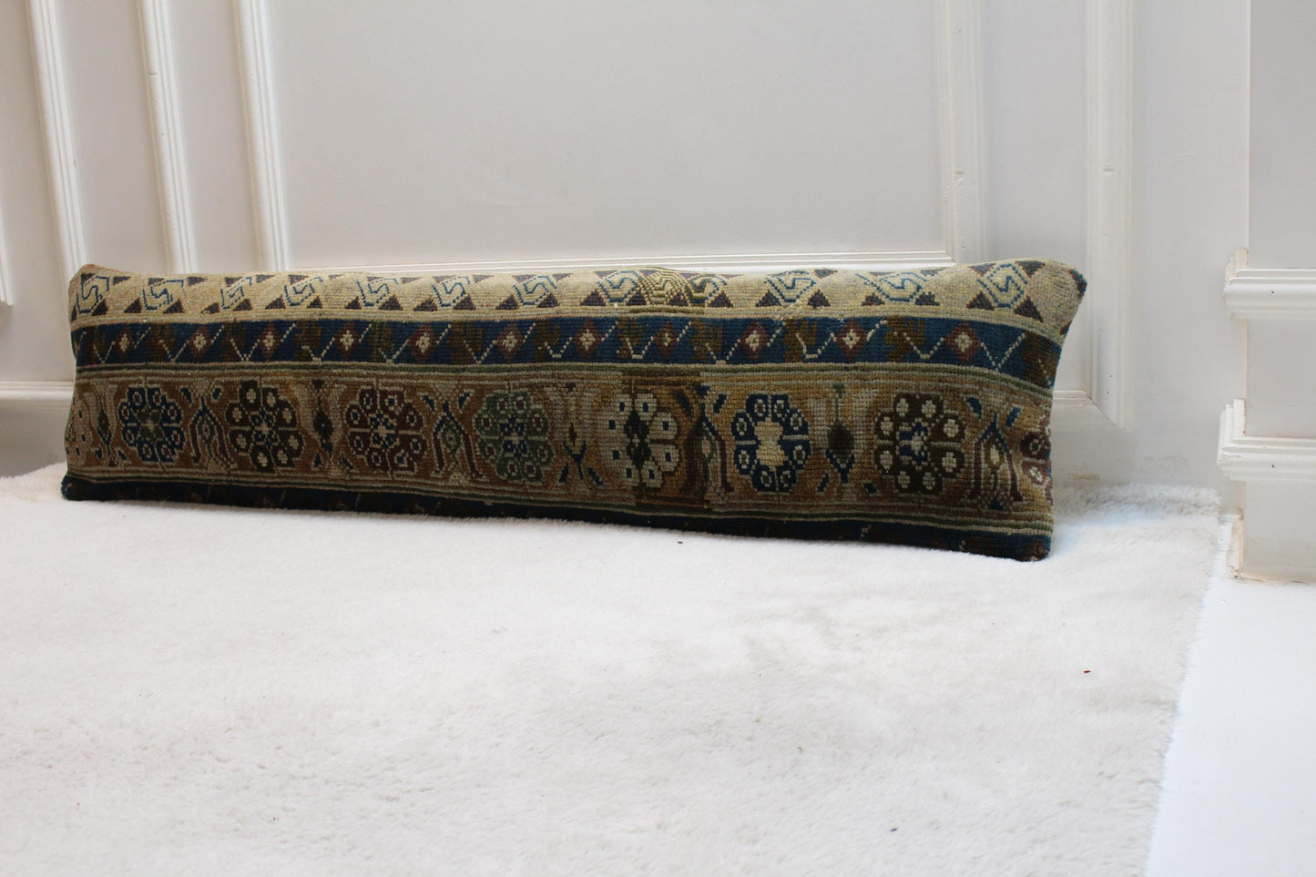 Vintage Kilim Pillow – 30x120” Turkish Rug, Bench Cushion