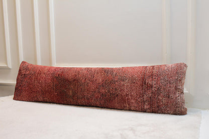 Long Kilim Pillow Cover 12x48, Vintage Turkish Rug Lumbar Pillow