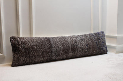 Turkish Kilim Lumbar Pillow Cover (30x120") | Extra Long Brown Gray Boho Cushion