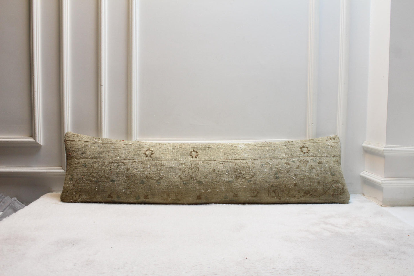 Beige Kilim Lumbar Pillow Cover | Rustic Turkish, Extra Long 30x120"
