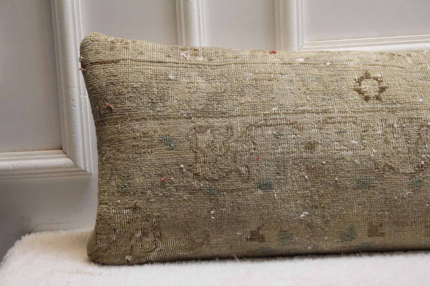 Beige Kilim Lumbar Pillow Cover | Rustic Turkish, Extra Long 30x120"