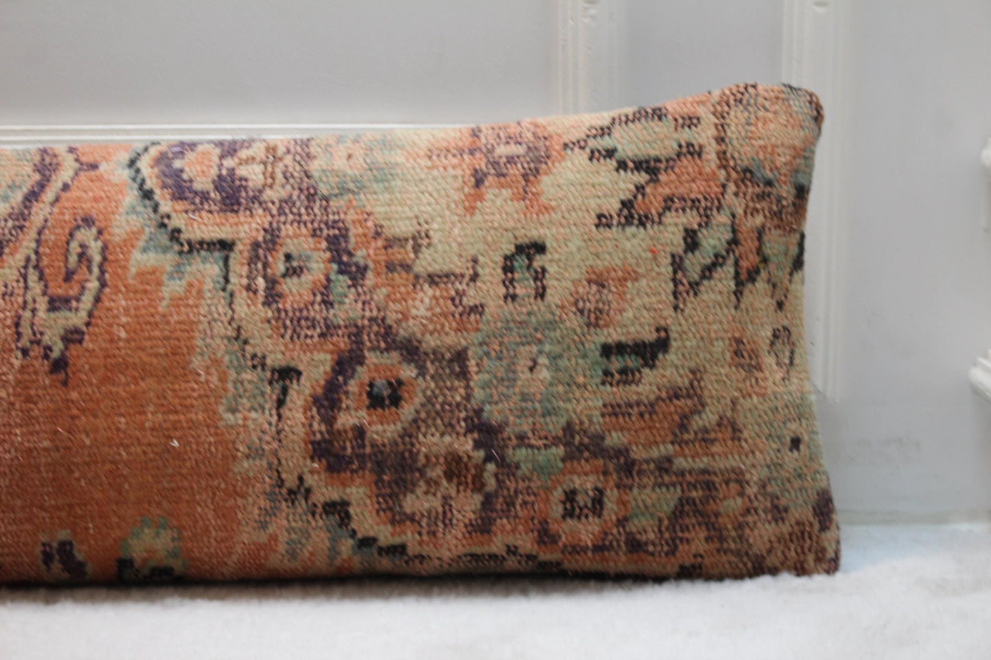 Vintage Turkish Kilim Lumbar Pillow | Extra Long Boho Cushion Cover