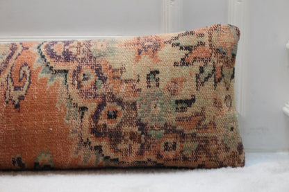 Vintage Turkish Kilim Lumbar Pillow | Extra Long Boho Cushion Cover