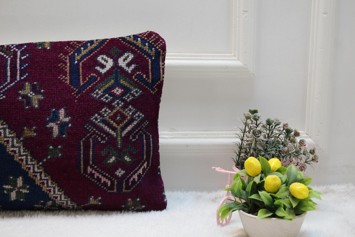 Vintage Turkish Rug Lumbar Pillow Cover 12x24: Boho Kilim Cushion