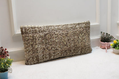Handmade Kilim Lumbar Pillow Cover: Earthy Bohemian Cushion (12x24 inch)