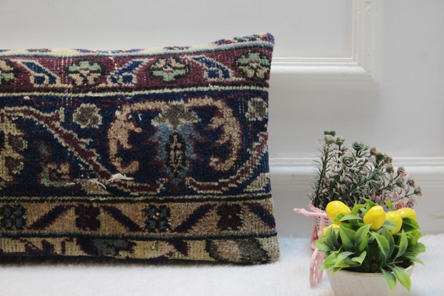 Rustic Turkish Kilim Pillow Cover: Lumbar Boho Decor (12x24 inch)