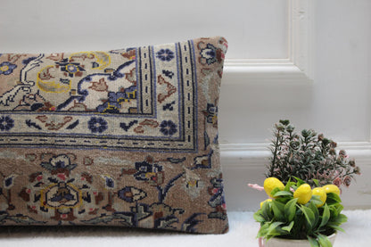 Handmade Wool Lumbar Pillow Cover: Persian Rug Design (12x24 in)