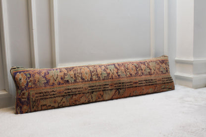 Floral Vintage Turkish Rug Lumbar Pillow – Handmade Kilim Cushion Cover (12x48")