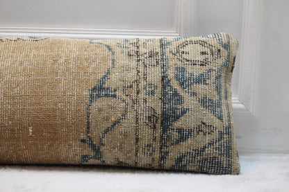 Handmade Kilim Lumbar Pillow – Vintage Turkish Rug Cushion Cover (12x48")