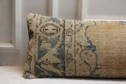 Handmade Kilim Lumbar Pillow – Vintage Turkish Rug Cushion Cover (12x48")