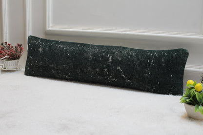 8x36” Turkish Kilim Pillow Cover – Long Lumbar, Forest Green