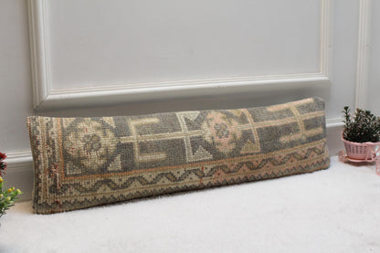 Vintage Turkish Kilim Lumbar Pillow Cover – Handwoven Medallion Design (8x36”)