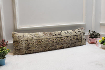 Handmade Turkish Kilim Lumbar Pillow – Vintage Rug Accent Cushion (8x36")