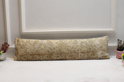 Floral Lumbar Pillow Cover: Handmade Turkish Rug, 8x36 inch