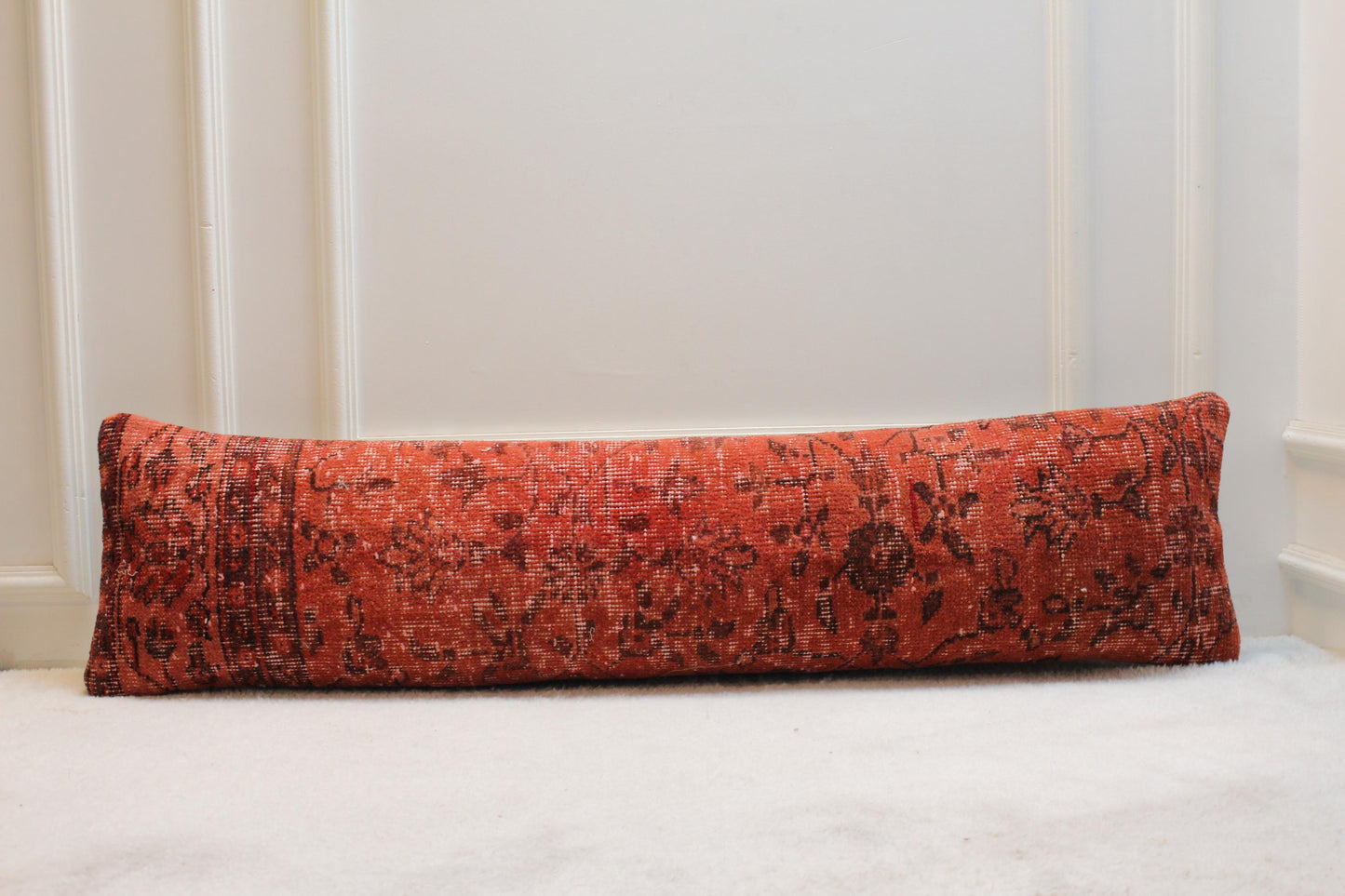 Vintage Turkish Rug Lumbar Pillow Cover: Organic Wool, 12x48 inch