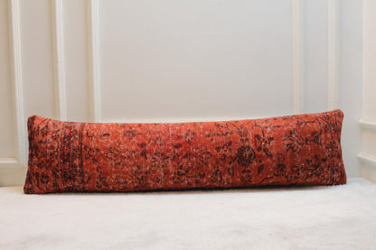 Vintage Turkish Rug Lumbar Pillow Cover: Organic Wool, 12x48 inch