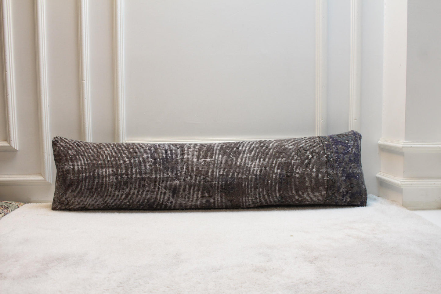 Handmade Turkish Rug Lumbar Pillow Cover: Upcycled Kilim, 12x48 inch
