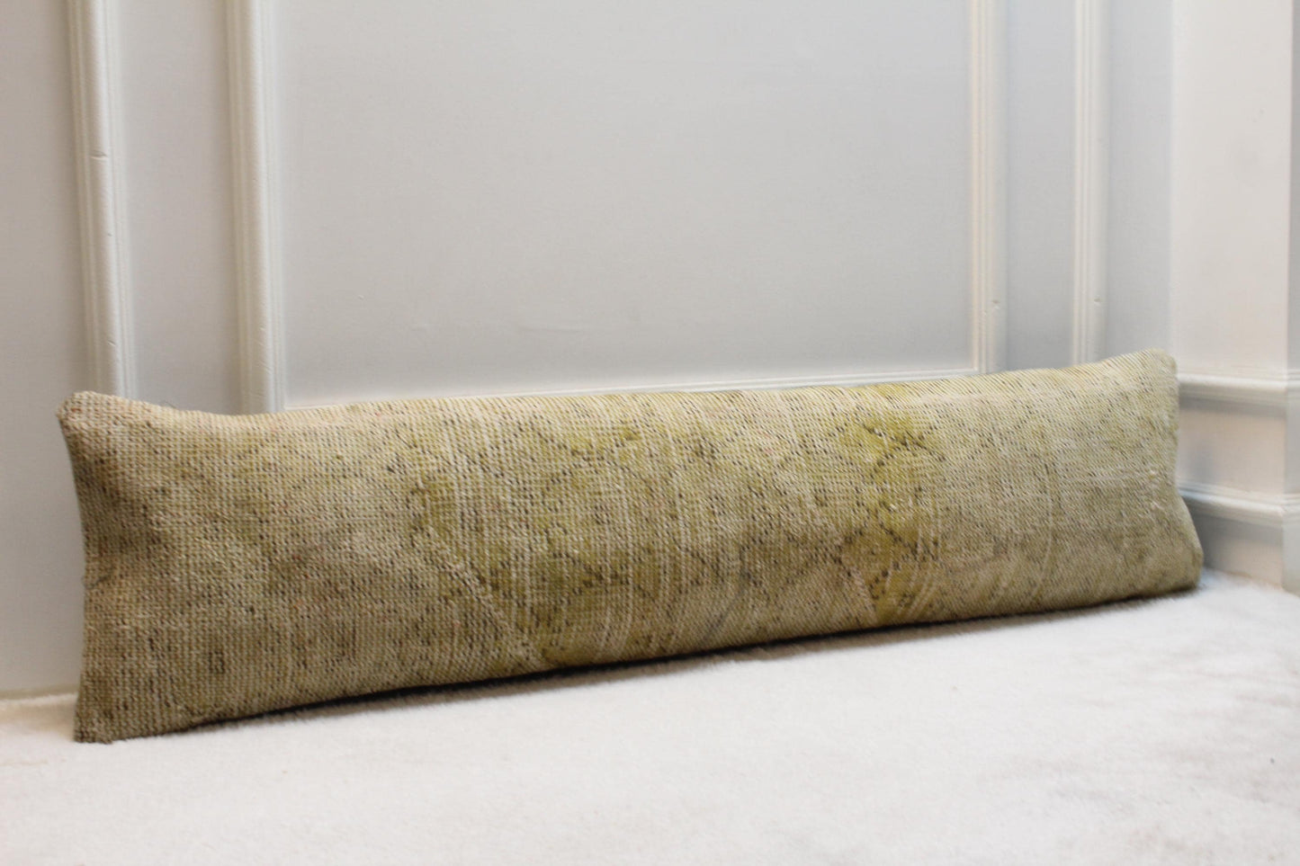 Handmade Kilim Lumbar Pillow Cover: Yellow Boho Rug Pillow Case (12x48 in)