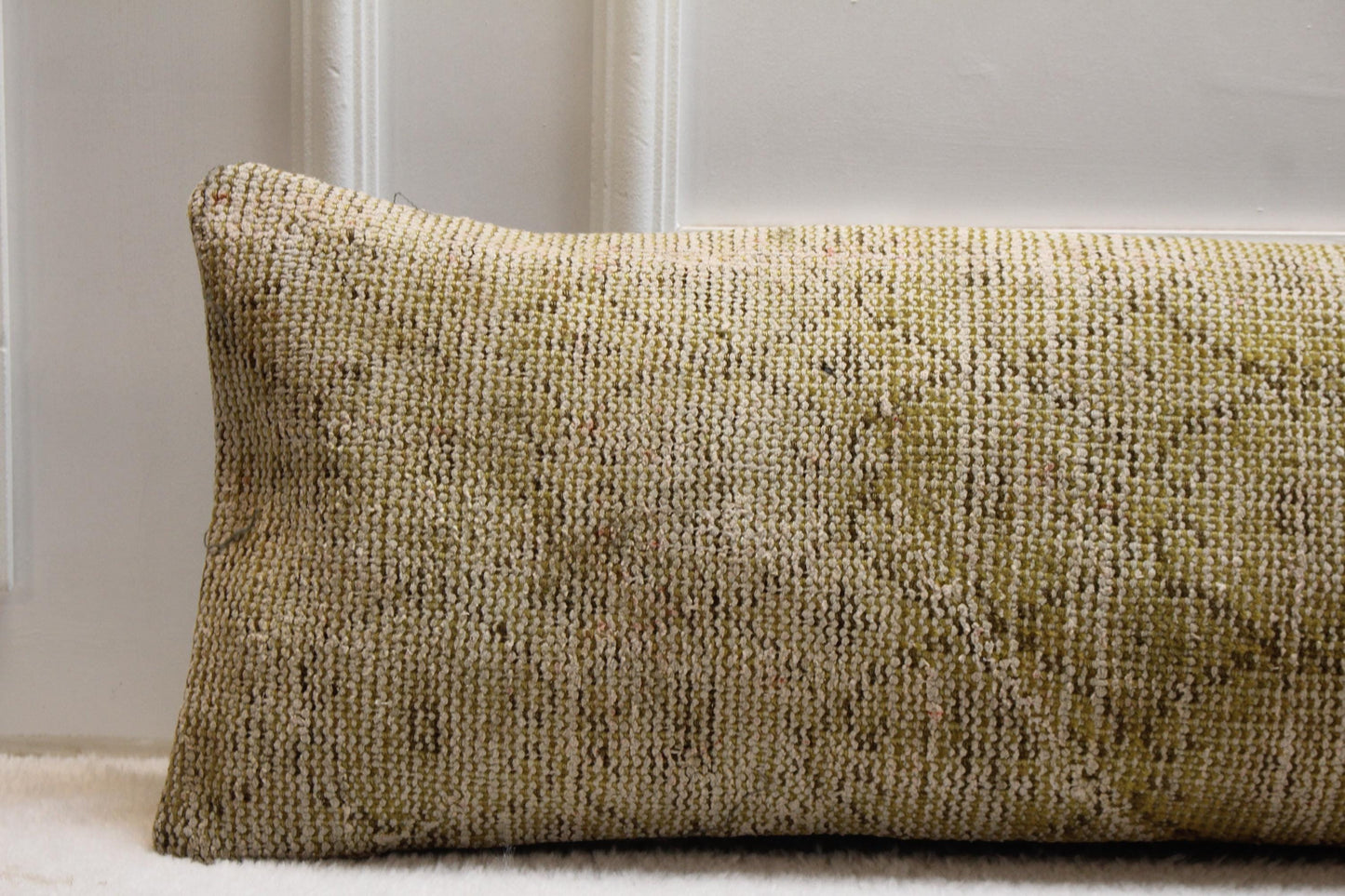 Handmade Kilim Lumbar Pillow Cover: Yellow Boho Rug Pillow Case (12x48 in)