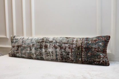 Handmade Turkish Rug Lumbar Pillow Cover: Vintage Woven Kilim, 12x48 inch