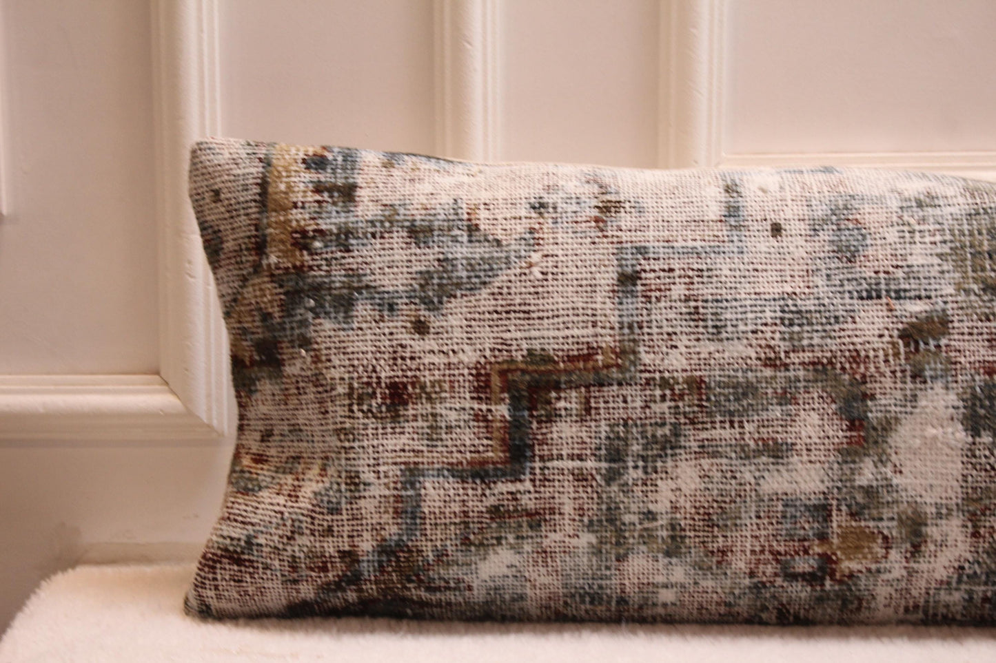 Handmade Turkish Rug Lumbar Pillow Cover: Vintage Woven Kilim, 12x48 inch