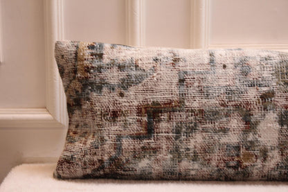 Handmade Turkish Rug Lumbar Pillow Cover: Vintage Woven Kilim, 12x48 inch