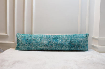 Blue Vintage Turkish Rug Pillow: 12x48 Lumbar Pillow Cover
