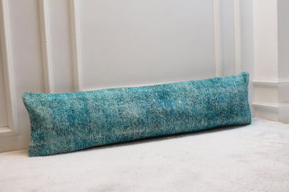Blue Vintage Turkish Rug Pillow: 12x48 Lumbar Pillow Cover