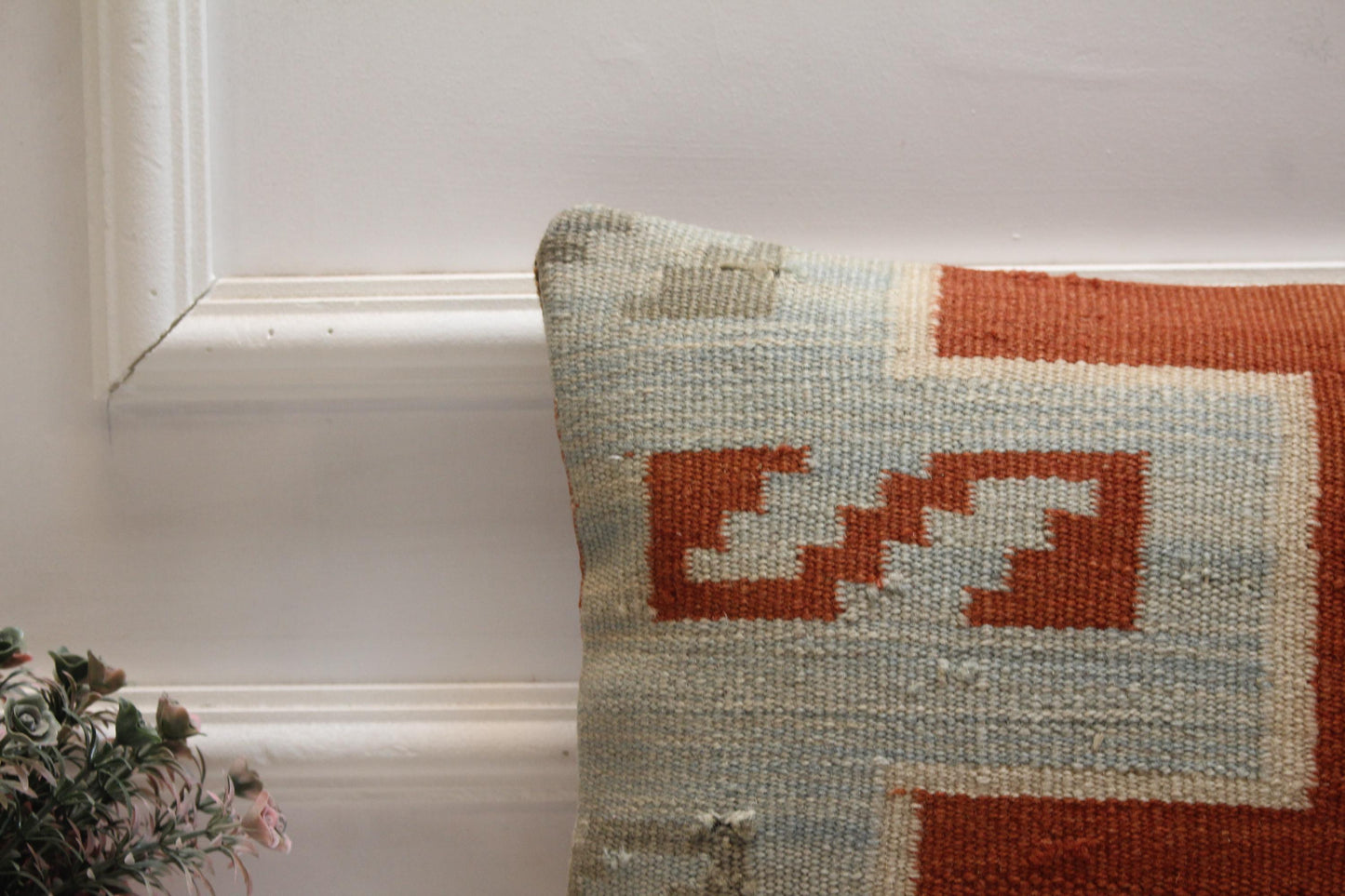 Vintage Kilim Lumbar Pillow Cover: Organic Wool, 12x20 inch