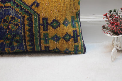 Handmade Turkish Rug Pillow Cover: Vintage Kilim Lumbar Pillow, 12x20 inch
