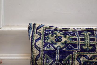 Handmade Geometric Turkish Rug Lumbar Pillow Cover (12x20 in)