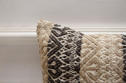 Handmade Wool Kilim Lumbar Pillow Cover: Bohemian Decor (12x20 inc)